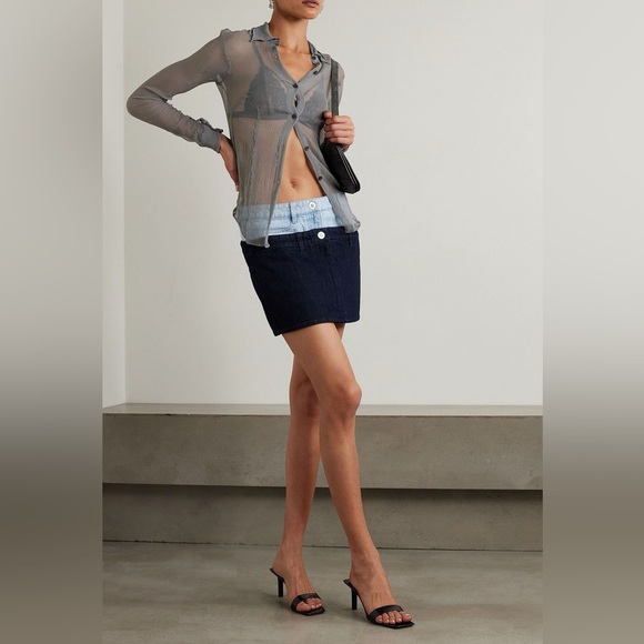 DION LEE Double Waistband Denim Skirt